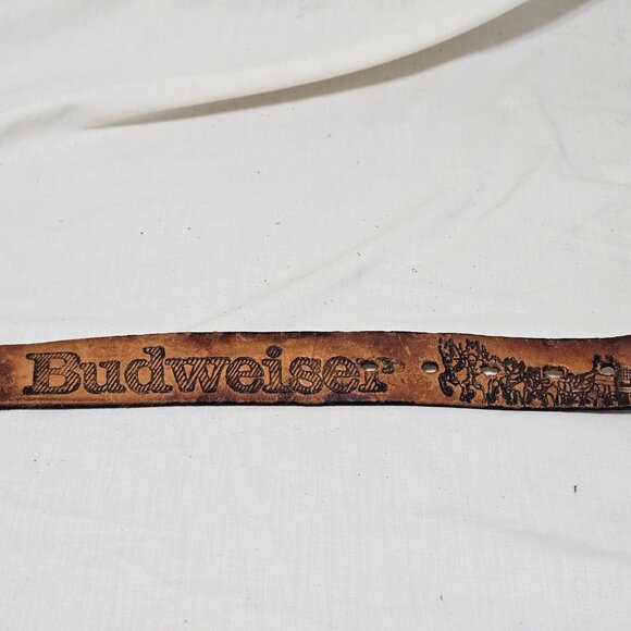 Budweiser Beer Vintage Leather Belt Appx 54" Long W/ Belt Buckle-- READ - Picture 8 of 10